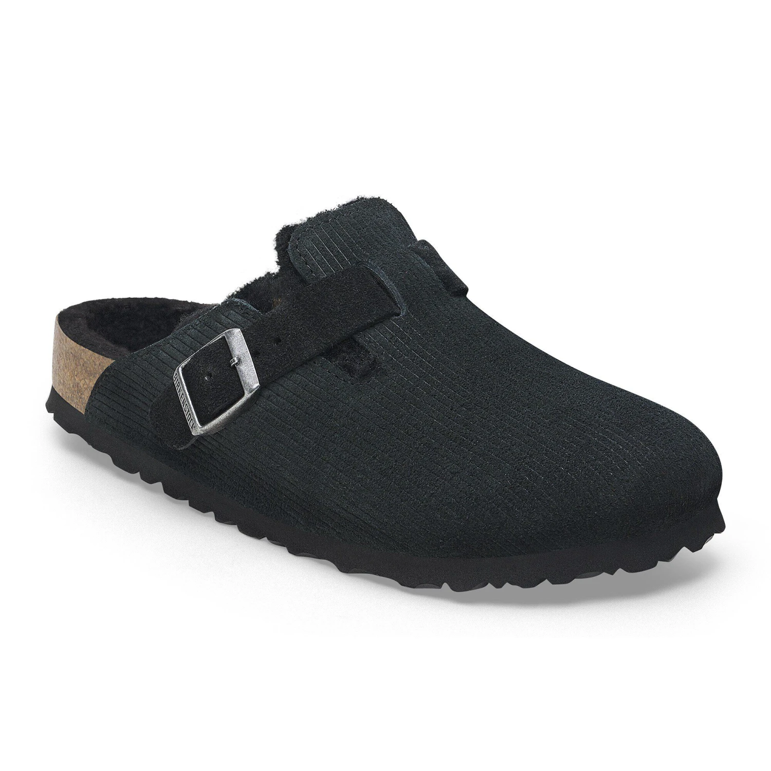 Birkenstock Boston Teddy Shearling Suede Leather-Shearling Corduroy Black 1 Birkenstock Boston Teddy Shearling Suede Leather-Shearling Corduroy Black