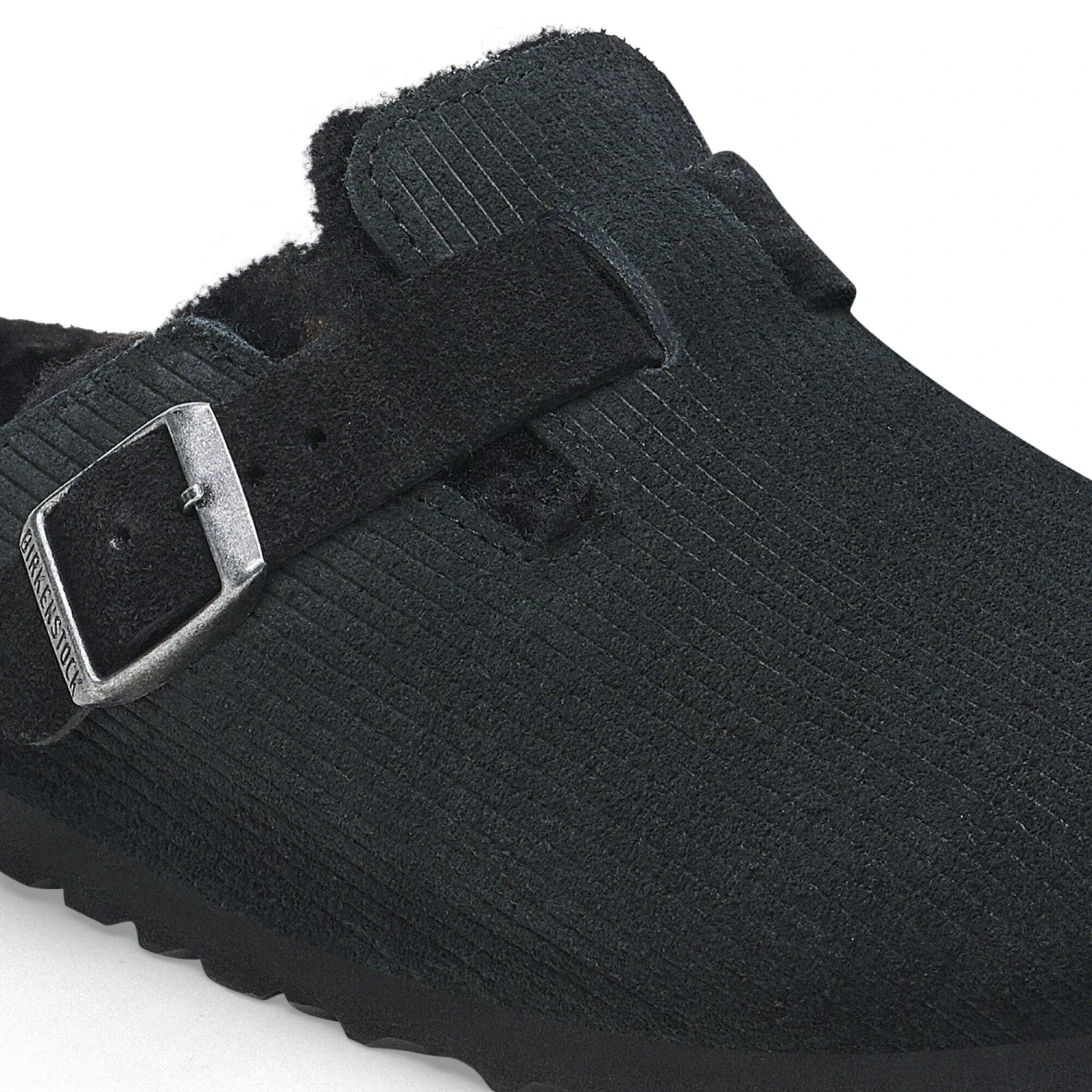 Birkenstock Boston Teddy Shearling Suede Leather-Shearling Corduroy Black 6 Birkenstock Boston Teddy Shearling Suede Leather-Shearling Corduroy Black - Image 6