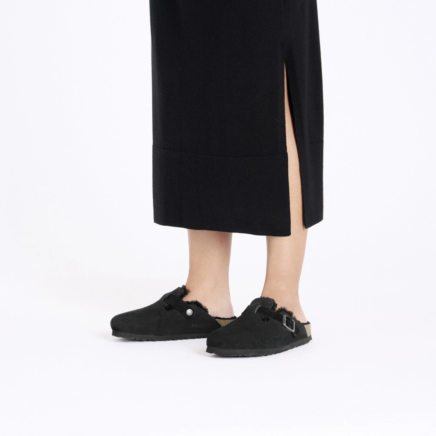 Birkenstock Boston Teddy Shearling Suede Leather-Shearling Corduroy Black 5 Birkenstock Boston Teddy Shearling Suede Leather-Shearling Corduroy Black - Image 5