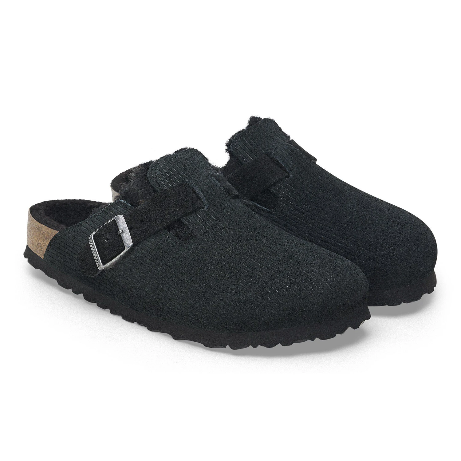 Birkenstock Boston Teddy Shearling Suede Leather-Shearling Corduroy Black 8 Birkenstock Boston Teddy Shearling Suede Leather-Shearling Corduroy Black - Image 8
