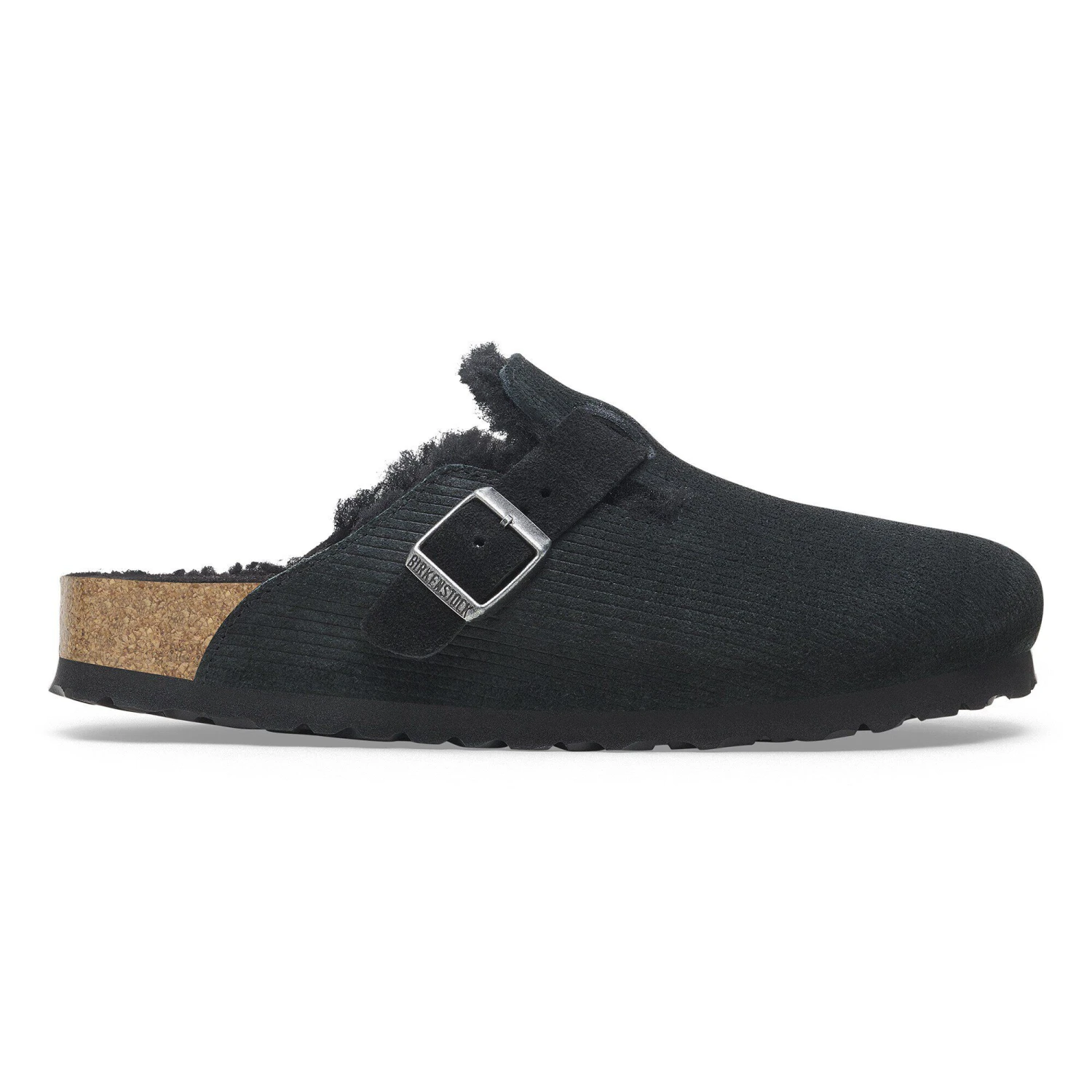 Birkenstock Boston Teddy Shearling Suede Leather-Shearling Corduroy Black 3 Birkenstock Boston Teddy Shearling Suede Leather-Shearling Corduroy Black - Image 3