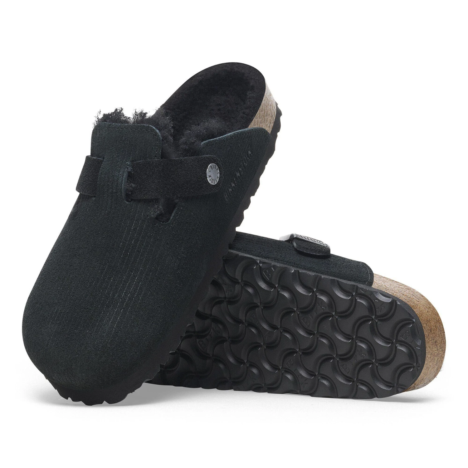 Birkenstock Boston Teddy Shearling Suede Leather-Shearling Corduroy Black 7 Birkenstock Boston Teddy Shearling Suede Leather-Shearling Corduroy Black - Image 7