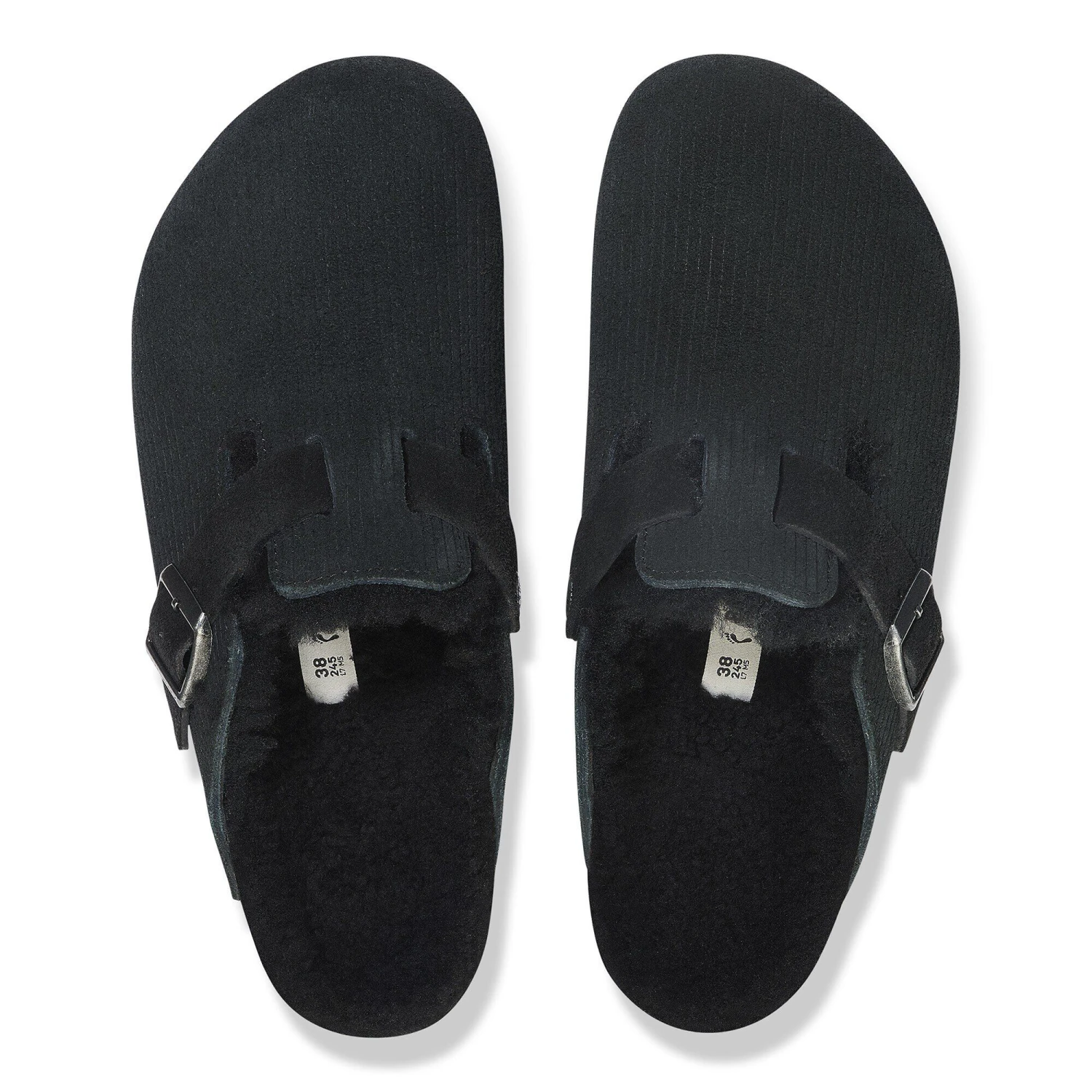 Birkenstock Boston Teddy Shearling Suede Leather-Shearling Corduroy Black 2 Birkenstock Boston Teddy Shearling Suede Leather-Shearling Corduroy Black - Image 2