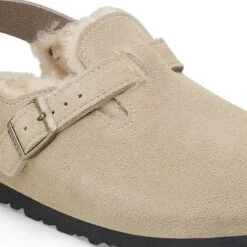 Birkenstock Tokio Shearling Suede Leather Taupe -Birkenstock Sale Store 1028327 detail 1