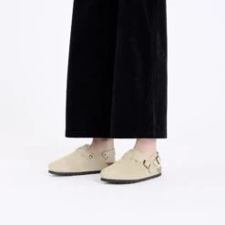 Birkenstock Tokio Shearling Suede Leather Taupe -Birkenstock Sale Store 1028327 f look f