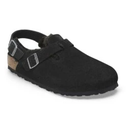 Birkenstock Tokio Shearling Suede Leather Black
