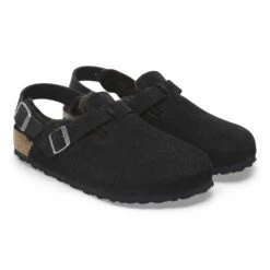 Birkenstock Tokio Shearling Suede Leather Black -Birkenstock Sale Store 1028358 pair