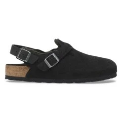 Birkenstock Tokio Shearling Suede Leather Black -Birkenstock Sale Store 1028358 side