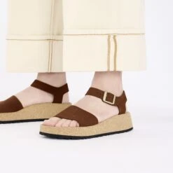 Glenda Nubuck Leather Dark Tea -Birkenstock Sale Store 1028378 f closeup f