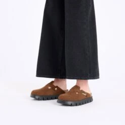 Boston Chunky Suede Leather Dark Tea/ Black -Birkenstock Sale Store 1028402 f look f