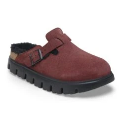 Boston Chunky Shearling Suede Leather Berry Crush