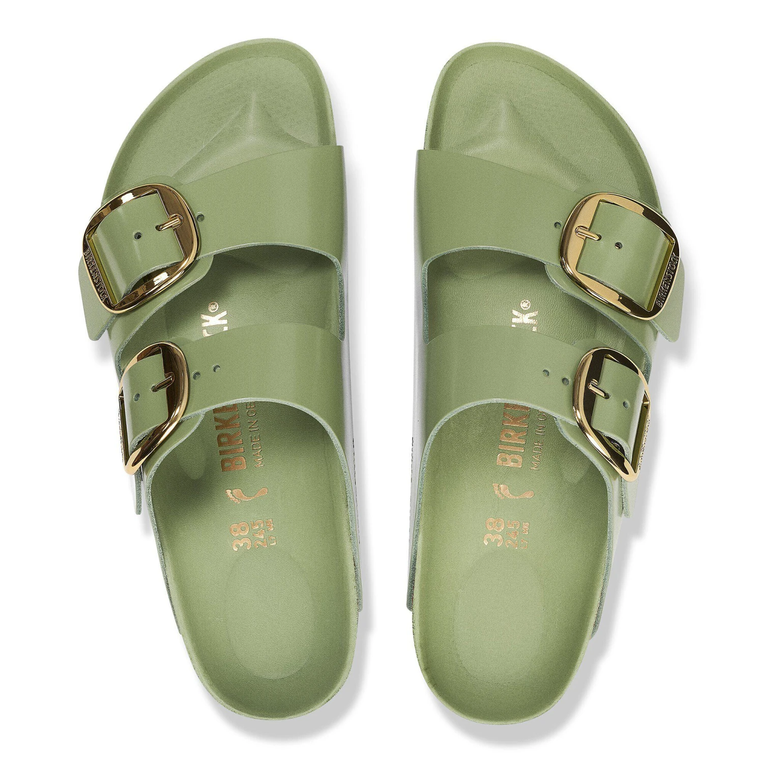 Birkenstock Arizona Big Buckle Natural Leather Patent High-Shine Green Tea 2 Birkenstock Arizona Big Buckle Natural Leather Patent High-Shine Green Tea - Image 2