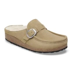Birkenstock Buckley Shearling Suede Leather Taupe