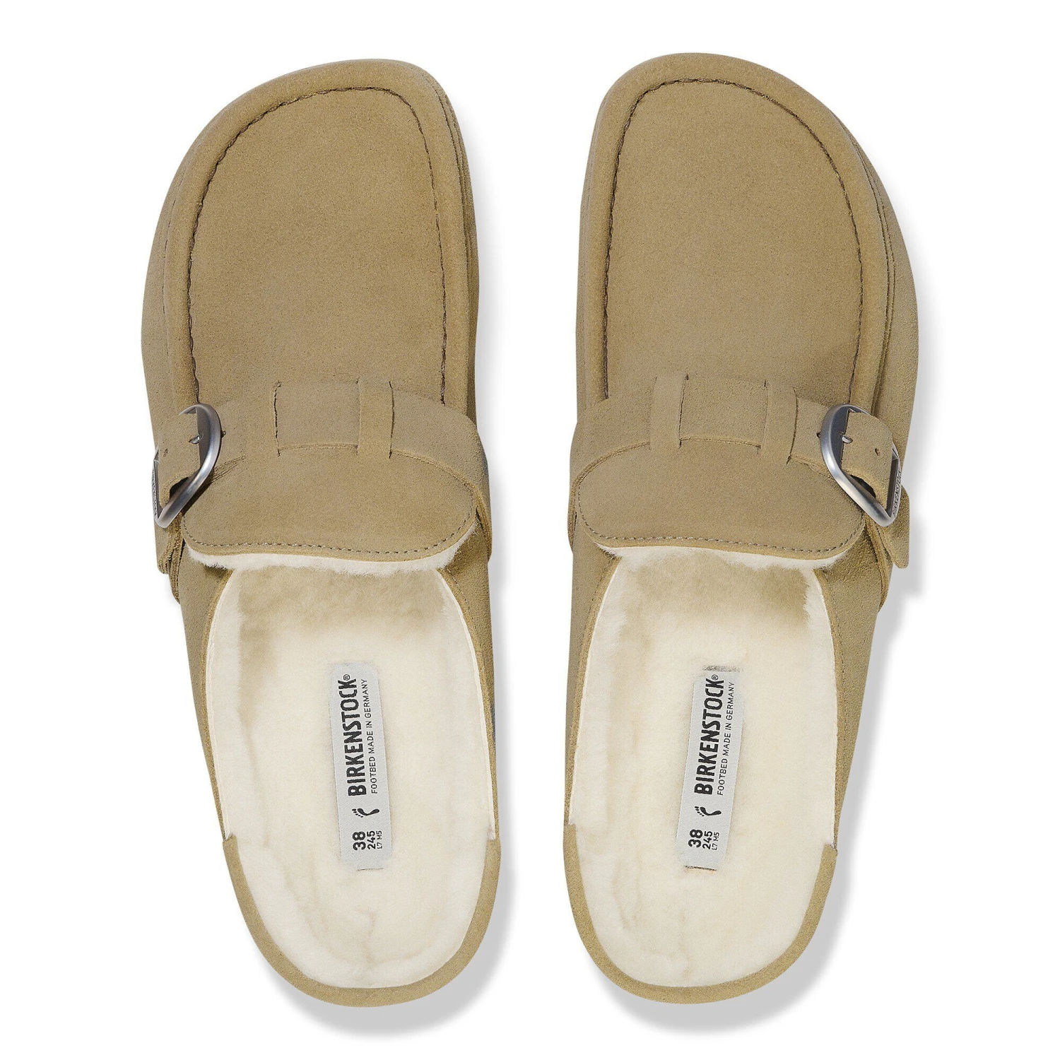 Birkenstock Buckley Shearling Suede Leather Taupe 2 Birkenstock Buckley Shearling Suede Leather Taupe - Image 2