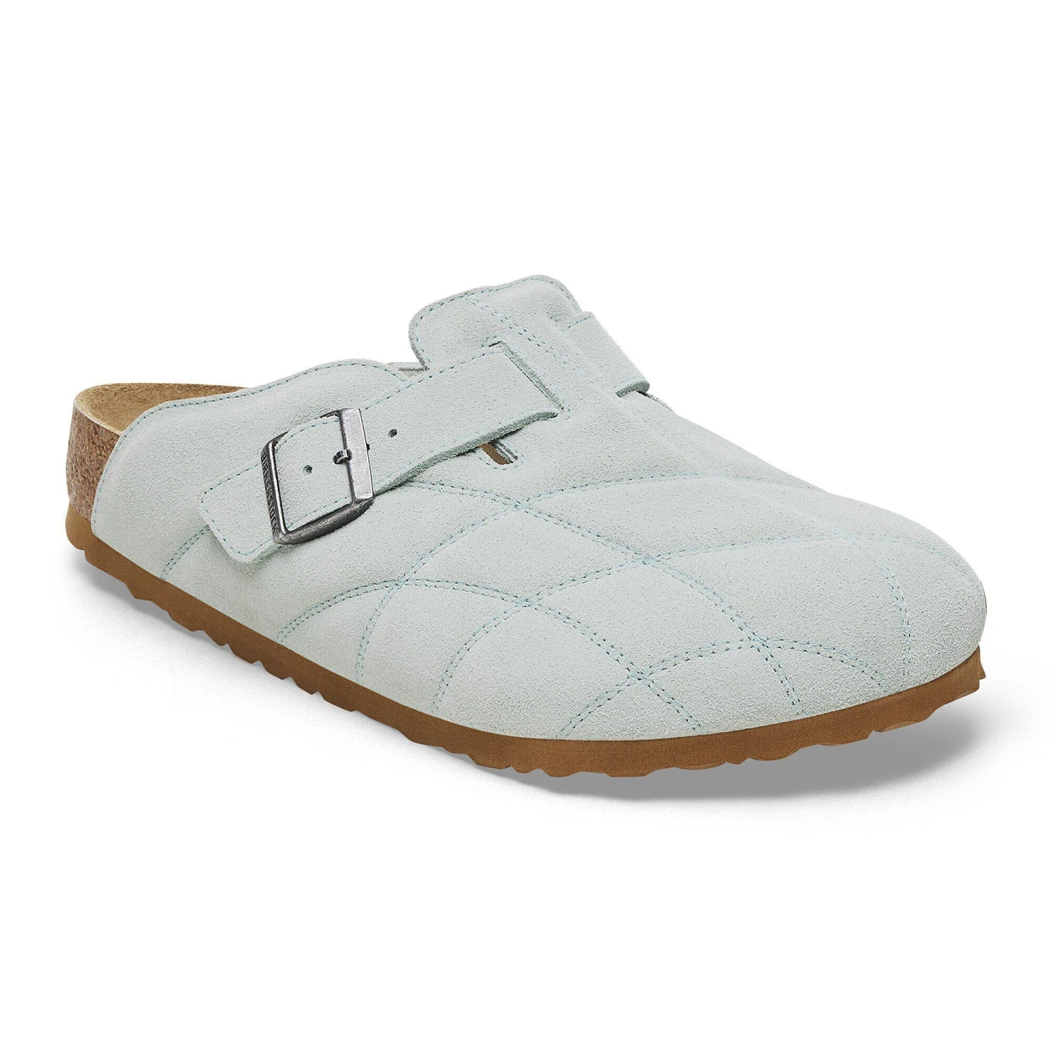Birkenstock Boston Quilted Suede Leather Aqua 1 Birkenstock Boston Quilted Suede Leather Aqua