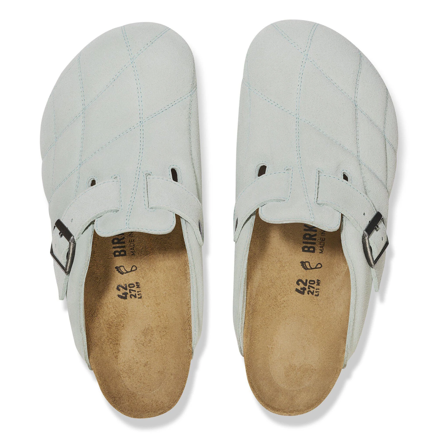 Birkenstock Boston Quilted Suede Leather Aqua 2 Birkenstock Boston Quilted Suede Leather Aqua - Image 2