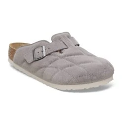 Birkenstock Boston Quilted Suede Leather Stone Coin