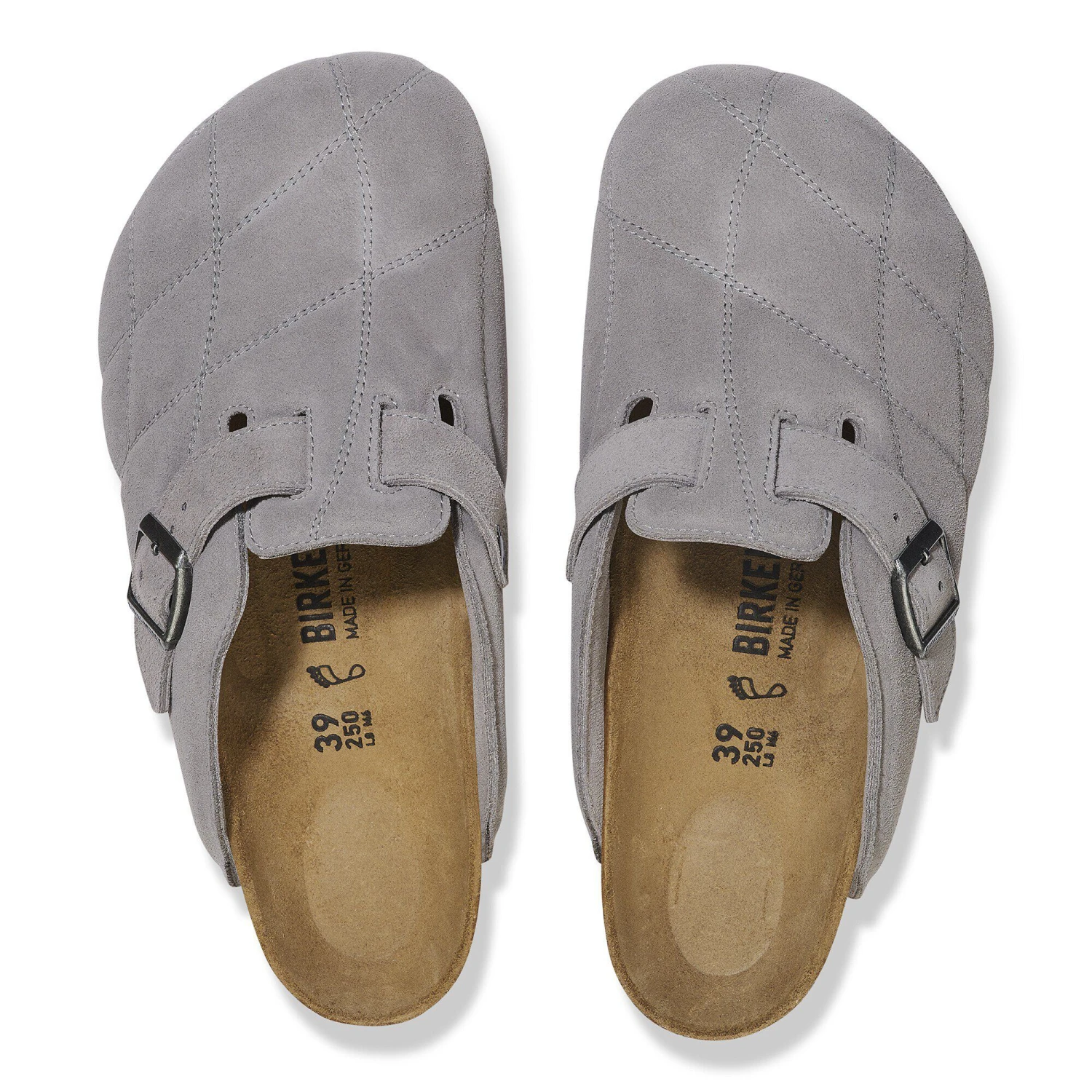 Birkenstock Boston Quilted Suede Leather Stone Coin 2 Birkenstock Boston Quilted Suede Leather Stone Coin - Image 2