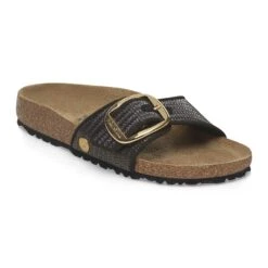 Birkenstock Madrid Big Buckle Raffia Textile Raffia Black