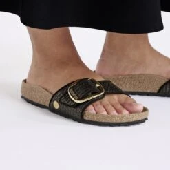 Birkenstock Madrid Big Buckle Raffia Textile Raffia Black 11 Birkenstock Madrid Big Buckle Raffia Textile Raffia Black -Birkenstock Sale Store 1029034 f closeup f