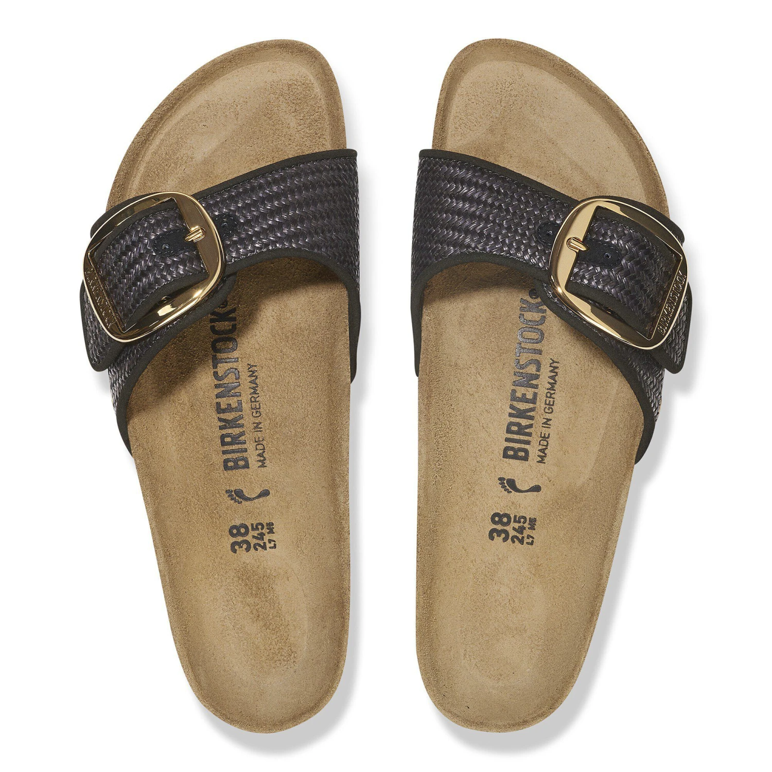 Birkenstock Madrid Big Buckle Raffia Textile Raffia Black 2 Birkenstock Madrid Big Buckle Raffia Textile Raffia Black - Image 2