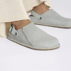 Birkenstock Lutry Premium Suede Suede Leather Pure Sage -Birkenstock Sale Store 1029051 f closeup f