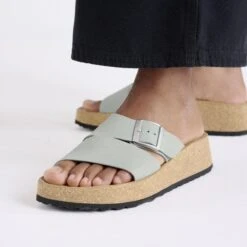 Almina Nubuck Leather Pure Sage -Birkenstock Sale Store 1029103 f closeup f