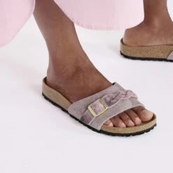 Birkenstock Oita Braided Suede Leather Faded Purple -Birkenstock Sale Store 1029104 f closeup f