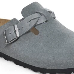 Birkenstock Boston Braided Suede Leather Basalt Gray -Birkenstock Sale Store 1029114 detail 1