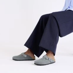 Birkenstock Boston Braided Suede Leather Basalt Gray -Birkenstock Sale Store 1029114 f look f