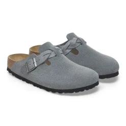 Birkenstock Boston Braided Suede Leather Basalt Gray -Birkenstock Sale Store 1029114 pair