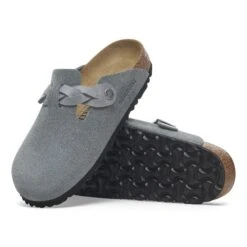 Birkenstock Boston Braided Suede Leather Basalt Gray -Birkenstock Sale Store 1029114 sole