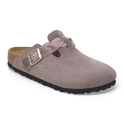 Birkenstock Boston Braided Suede Leather Faded Purple