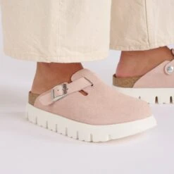 Boston Chunky Suede Leather Light Rose -Birkenstock Sale Store 1029125 f closeup f