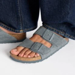 Birkenstock Arizona Suede Leather Basalt Gray -Birkenstock Sale Store 1029192 f closeup f