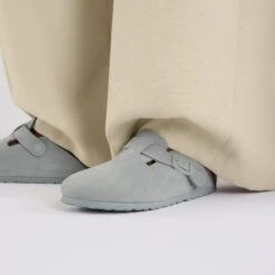 Birkenstock Boston Suede Leather Pure Sage -Birkenstock Sale Store 1029212 f closeup f