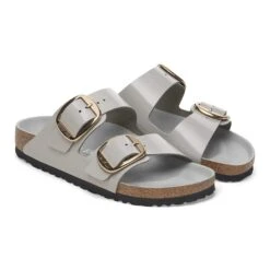 Birkenstock Arizona Big Buckle Natural Leather Patent High-Shine Stone Coin -Birkenstock Sale Store 1029346 pair