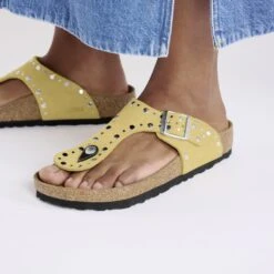 Birkenstock Gizeh Rivets Suede Leather Ochre 11 Birkenstock Gizeh Rivets Suede Leather Ochre -Birkenstock Sale Store 1029350 f closeup f