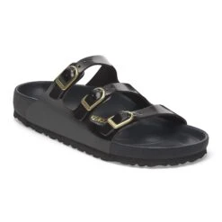 Birkenstock Florida Exquisite Natural Leather Patent High Shine Black
