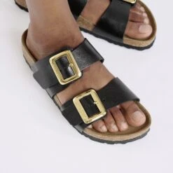 Birkenstock Sydney Luxe Buckle Birko-Flor Graceful Licorice 15 Birkenstock Sydney Luxe Buckle Birko-Flor Graceful Licorice -Birkenstock Sale Store 1029379 f closeup f