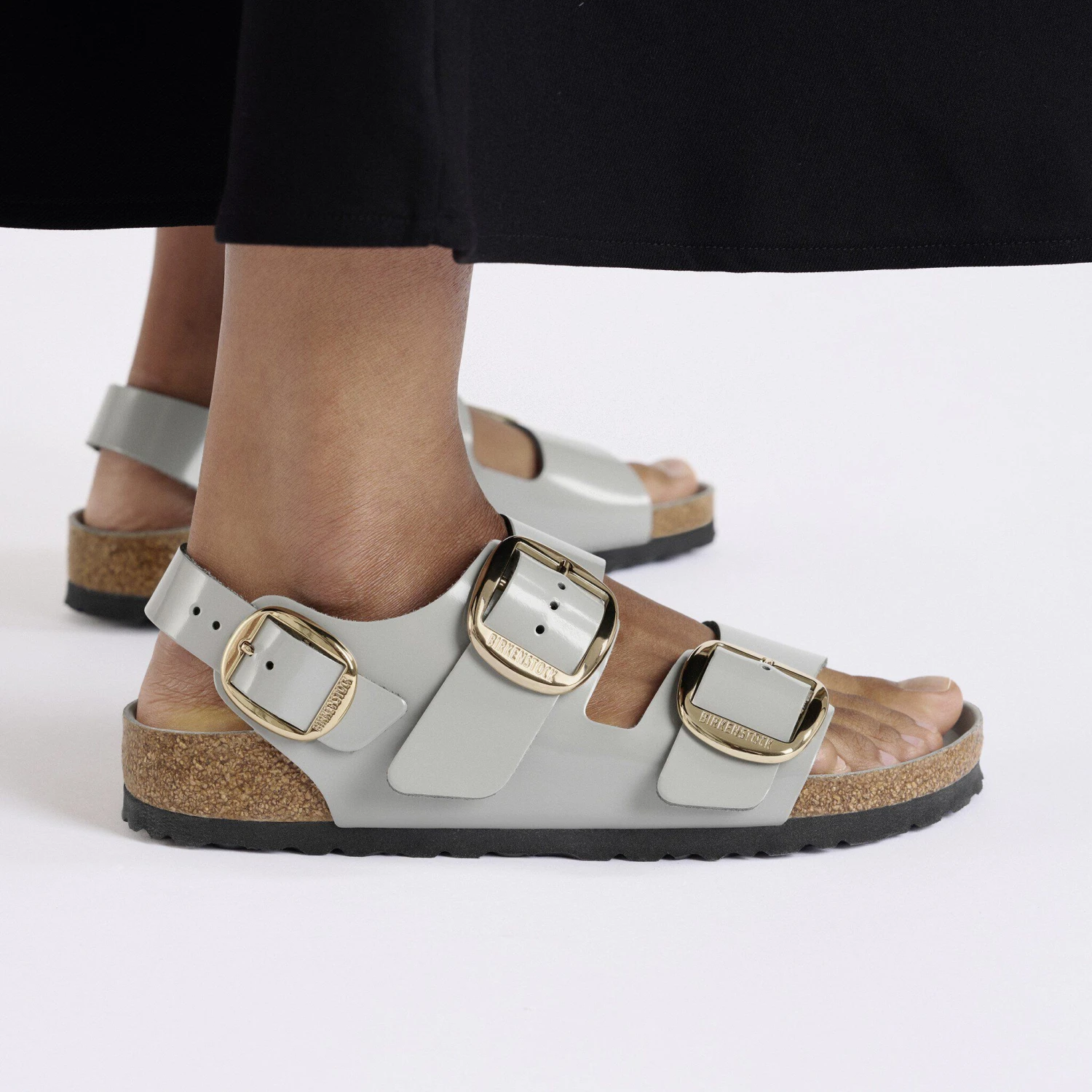 Birkenstock Milano Big Buckle Natural Leather Patent High Shine Stone Coin 4 Birkenstock Milano Big Buckle Natural Leather Patent High Shine Stone Coin - Image 4