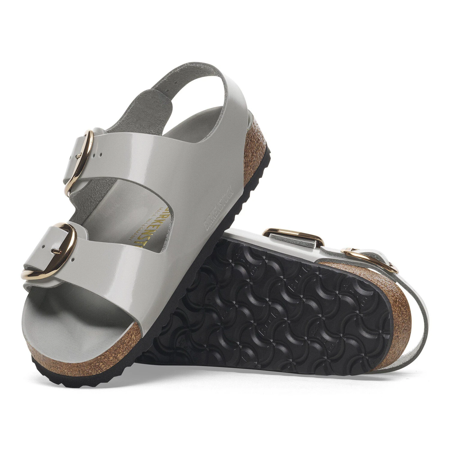 Birkenstock Milano Big Buckle Natural Leather Patent High Shine Stone Coin 7 Birkenstock Milano Big Buckle Natural Leather Patent High Shine Stone Coin - Image 7