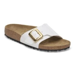 Birkenstock Catalina Luxe Buckle Birko-Flor Patent Patent White