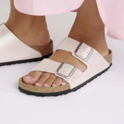 Birkenstock Arizona Birko-Flor Embossed Saffiano Iridescent Light Rose 11 Birkenstock Arizona Birko-Flor Embossed Saffiano Iridescent Light Rose -Birkenstock Sale Store 1029500 f closeup f