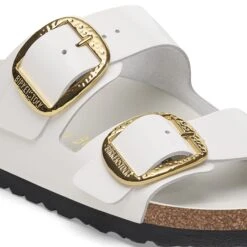 Birkenstock Arizona Hammered Big Buckle Natural Leather Patent High-Shine Antique White -Birkenstock Sale Store 1029502 detail 1