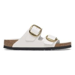 Birkenstock Arizona Hammered Big Buckle Natural Leather Patent High-Shine Antique White -Birkenstock Sale Store 1029502 side