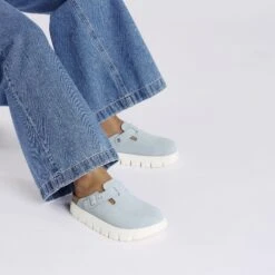Boston Chunky Suede Leather Baby Blue -Birkenstock Sale Store 1029585 f look f