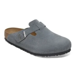 Birkenstock Boston Soft Footbed Suede Leather Basalt Gray
