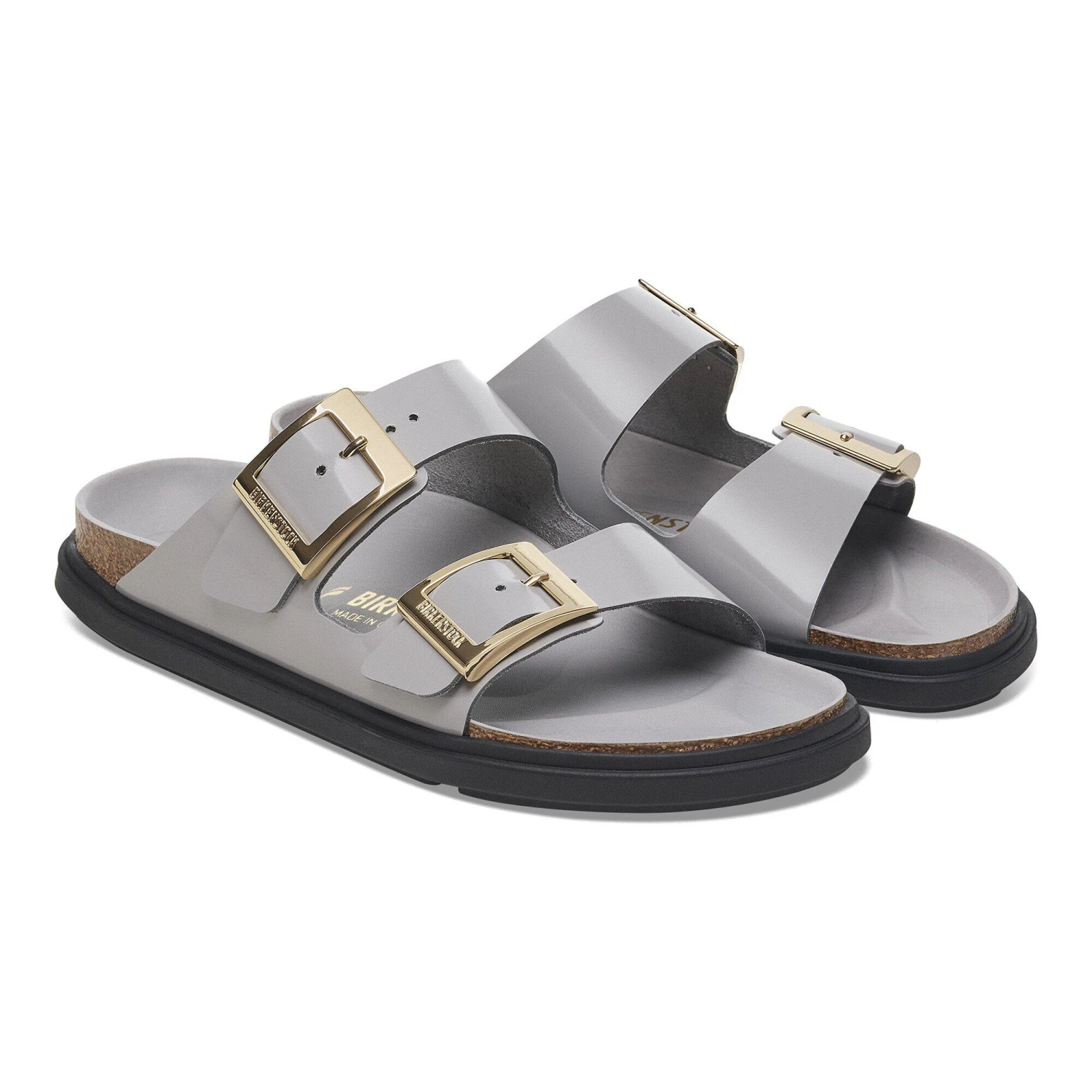 Birkenstock Arizona Droplet Buckle Natural Leather Patent High Shine Stone Coin 5 Birkenstock Arizona Droplet Buckle Natural Leather Patent High Shine Stone Coin - Image 5