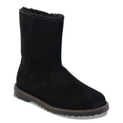 Birkenstock Uppsala Zip Shearling Suede Leather Black